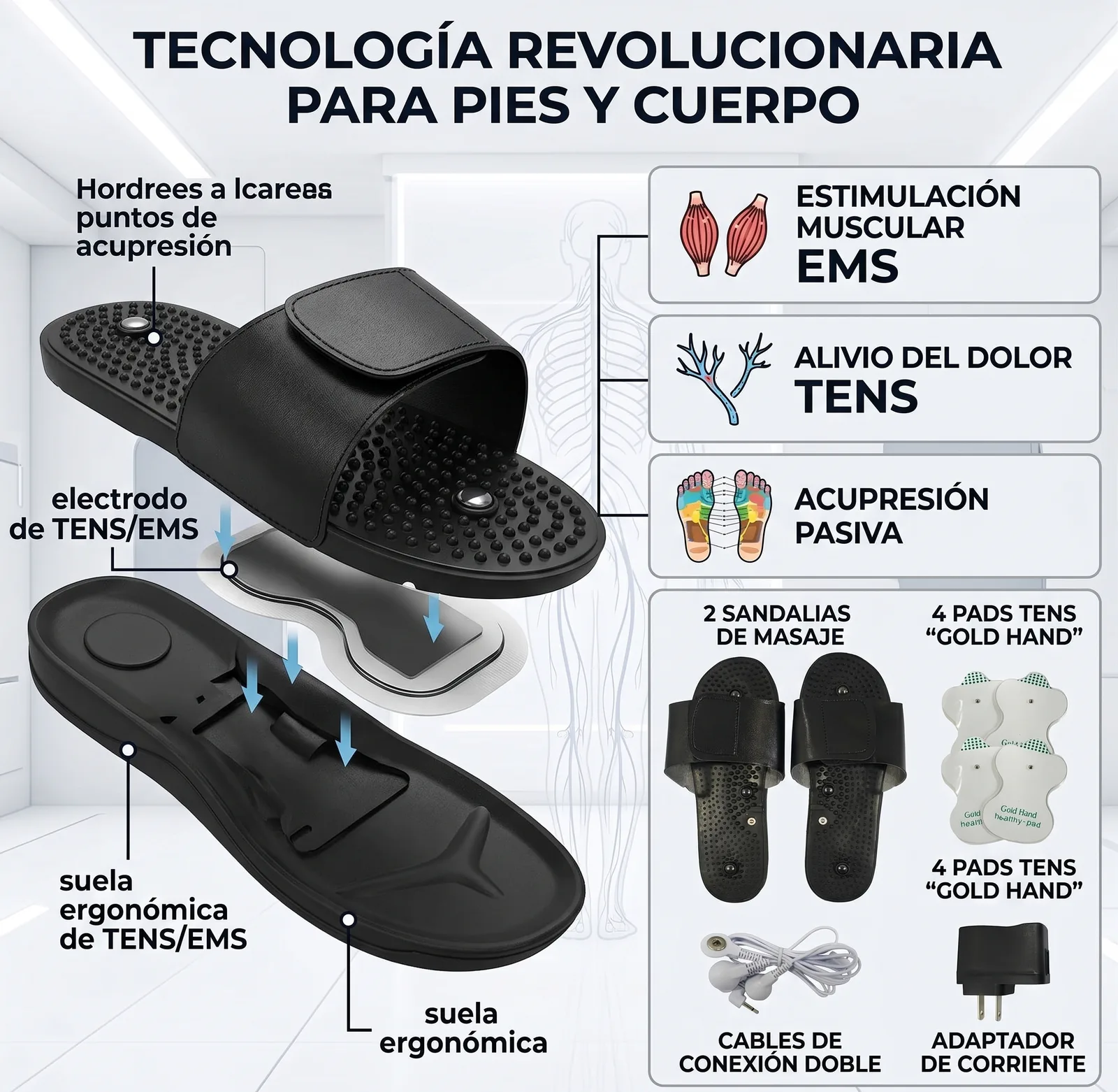 SANDALIAS MASAJEADORAS ELECTROESTIMULADO