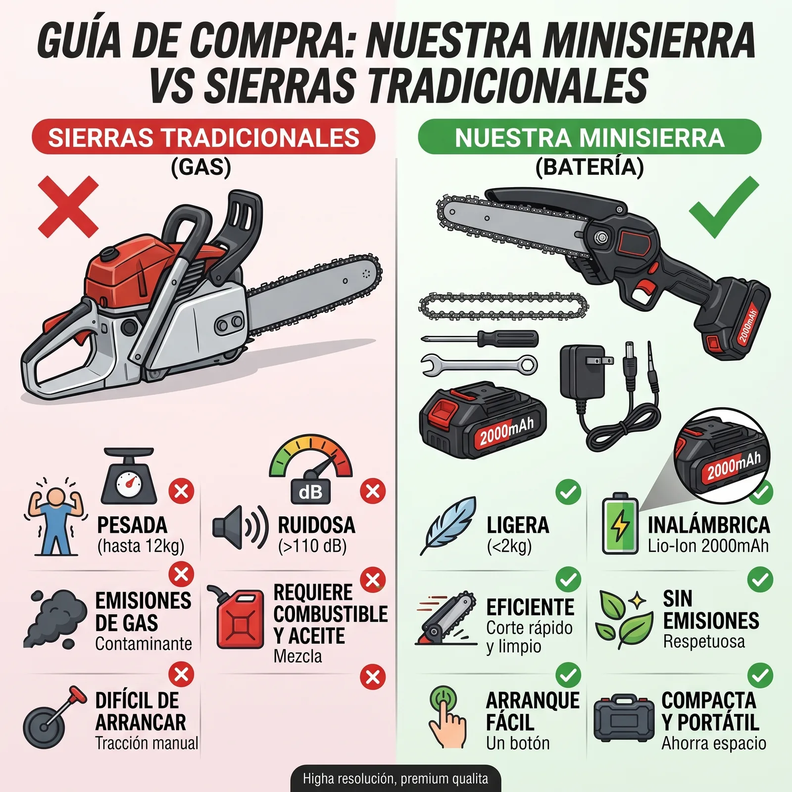 Motosierra De Mano doble Bateria