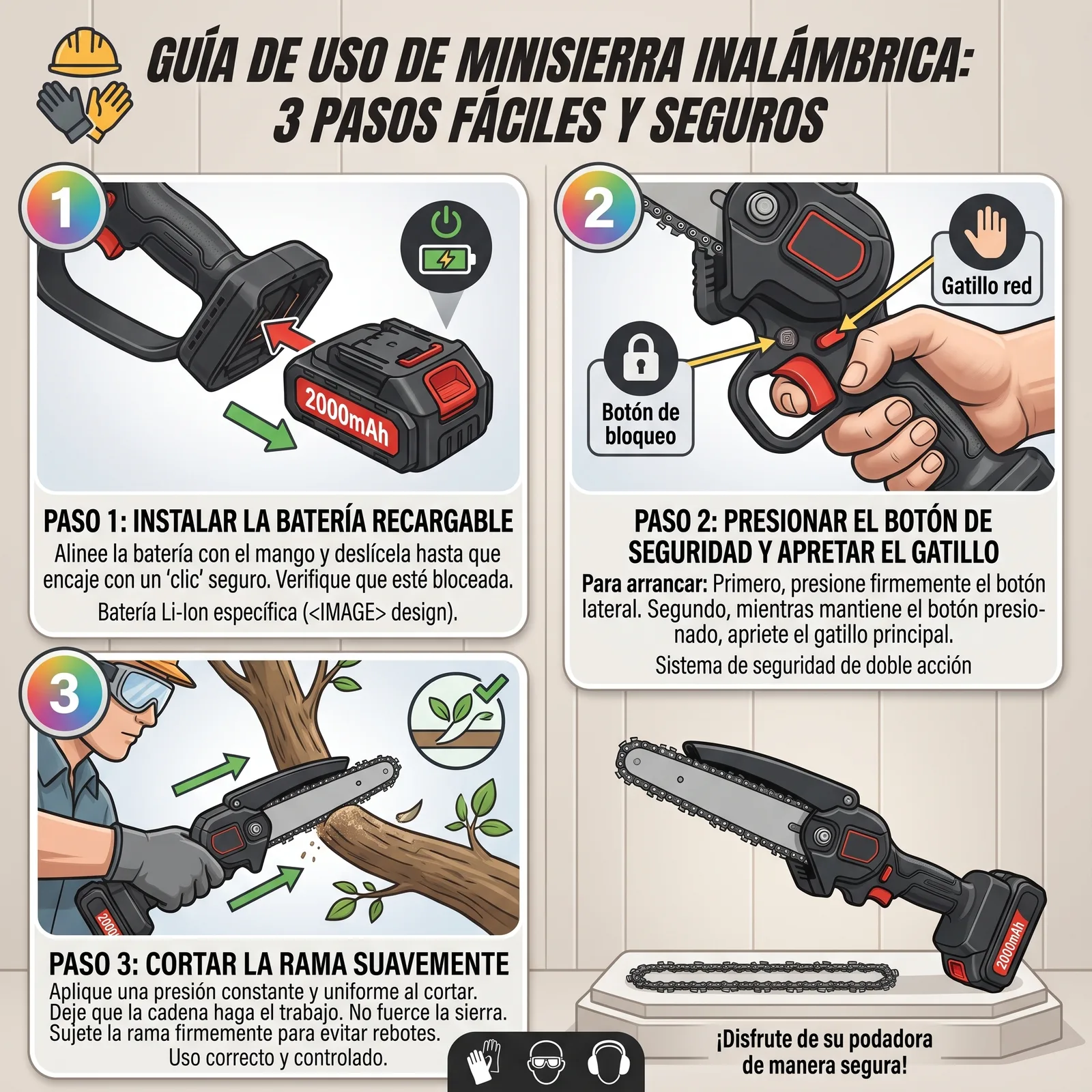Motosierra De Mano doble Bateria