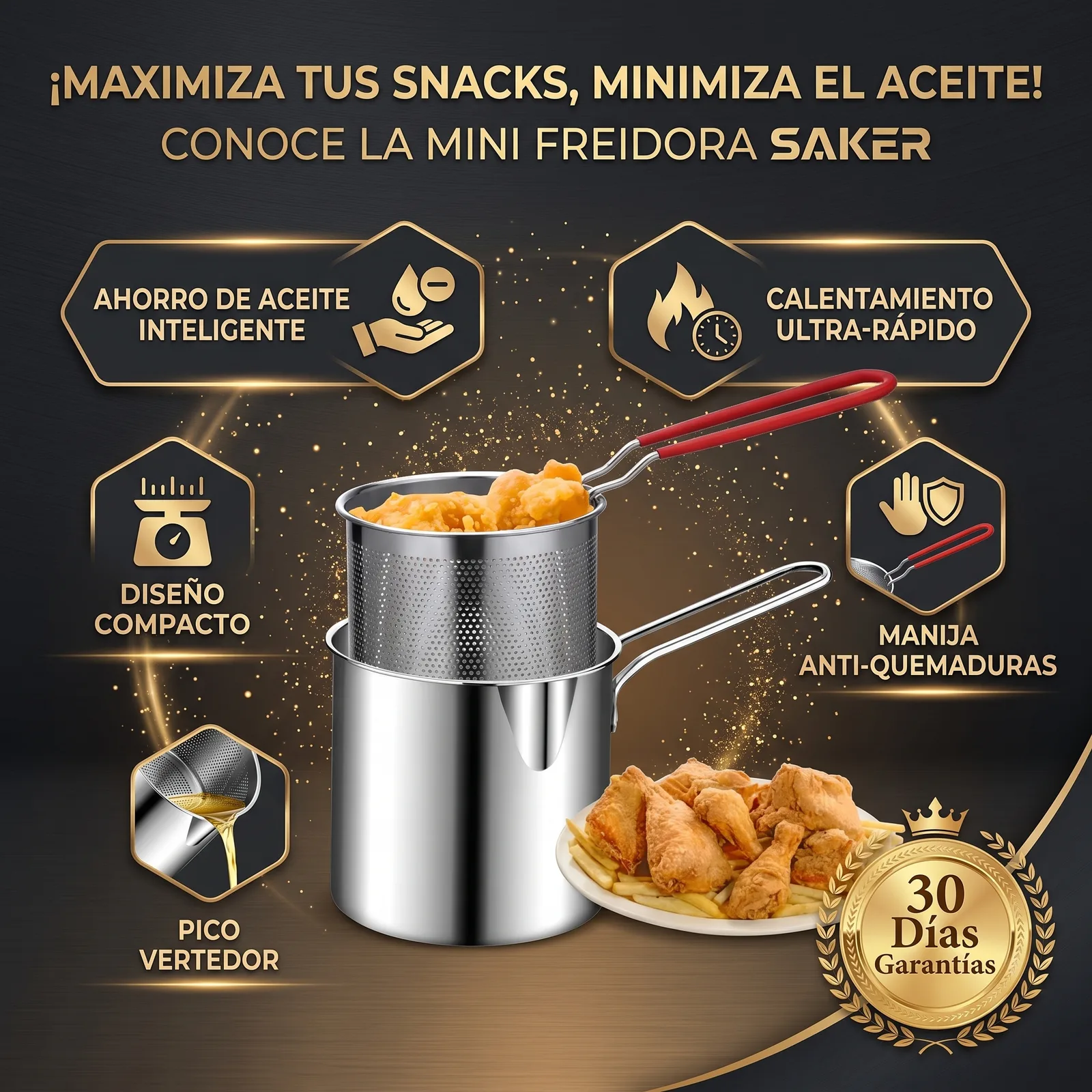 FREIDORA MINI CON CESTA COLADORA 1.2LT