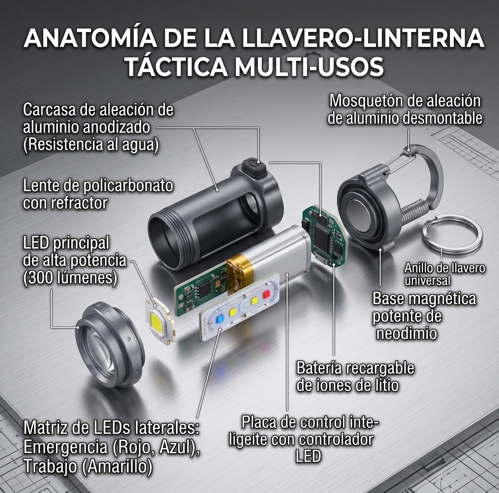 LINTERNA LLAVERO RECARGABLE USB