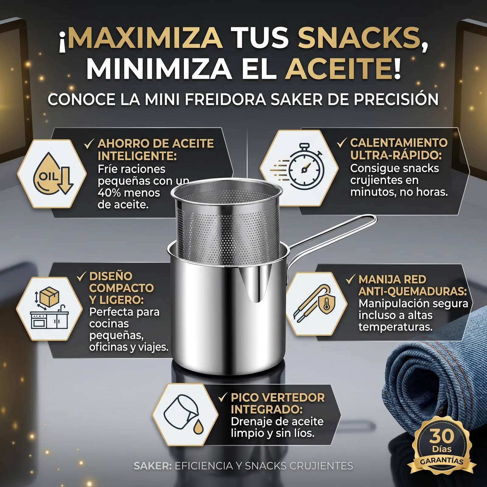FREIDORA MINI CON CESTA COLADORA 1.2LT