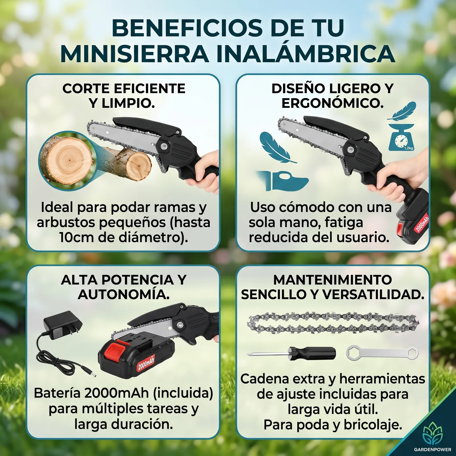 Motosierra De Mano doble Bateria