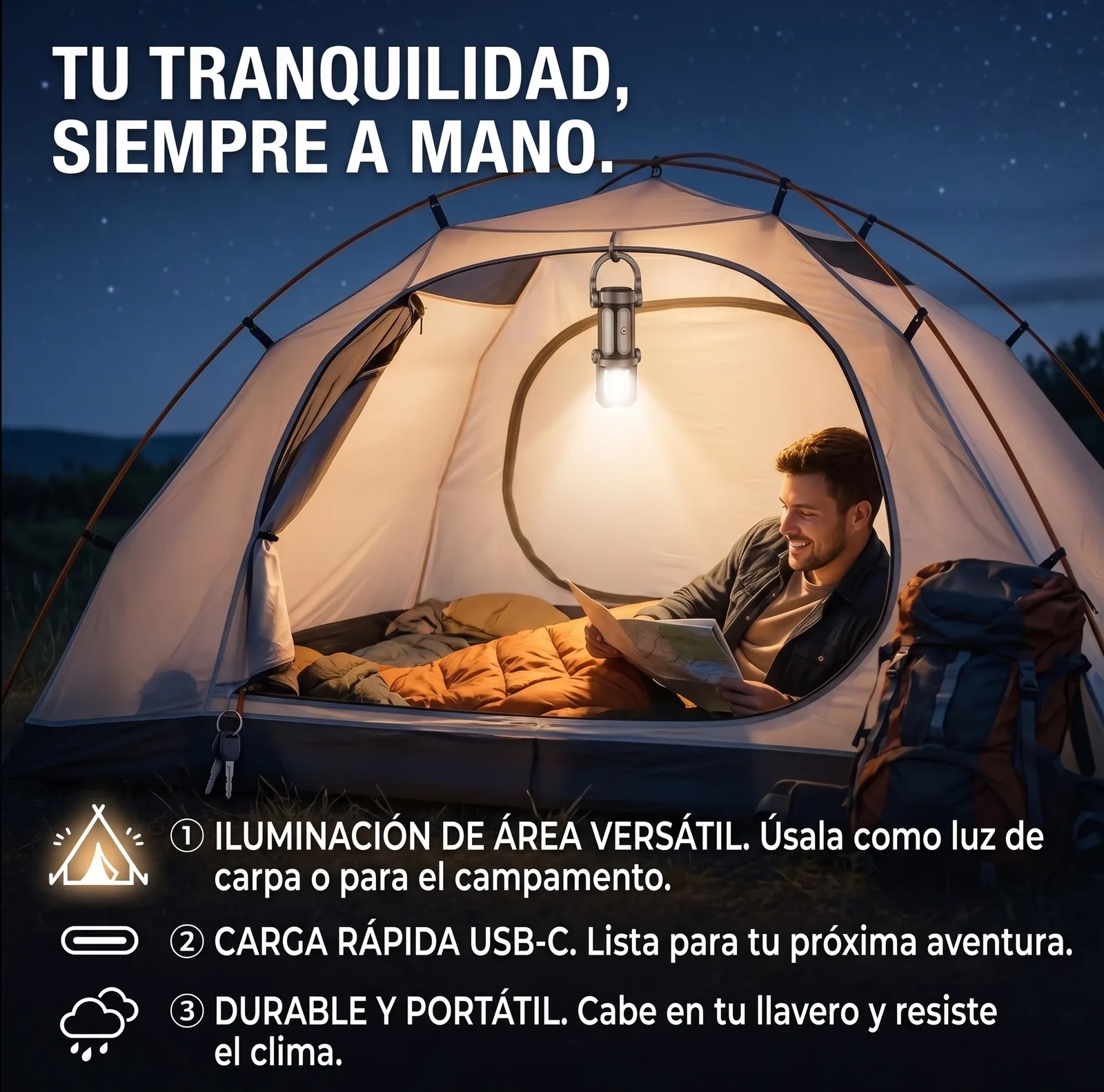 LINTERNA LLAVERO RECARGABLE USB