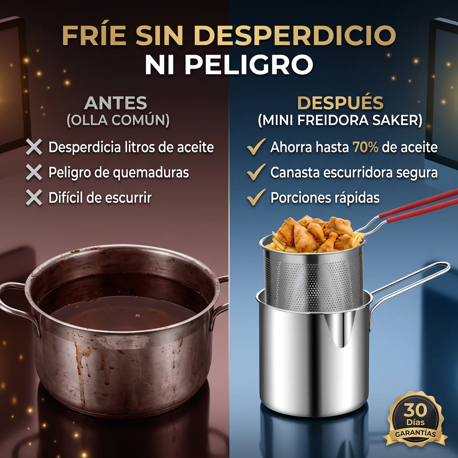 FREIDORA MINI CON CESTA COLADORA 1.2LT