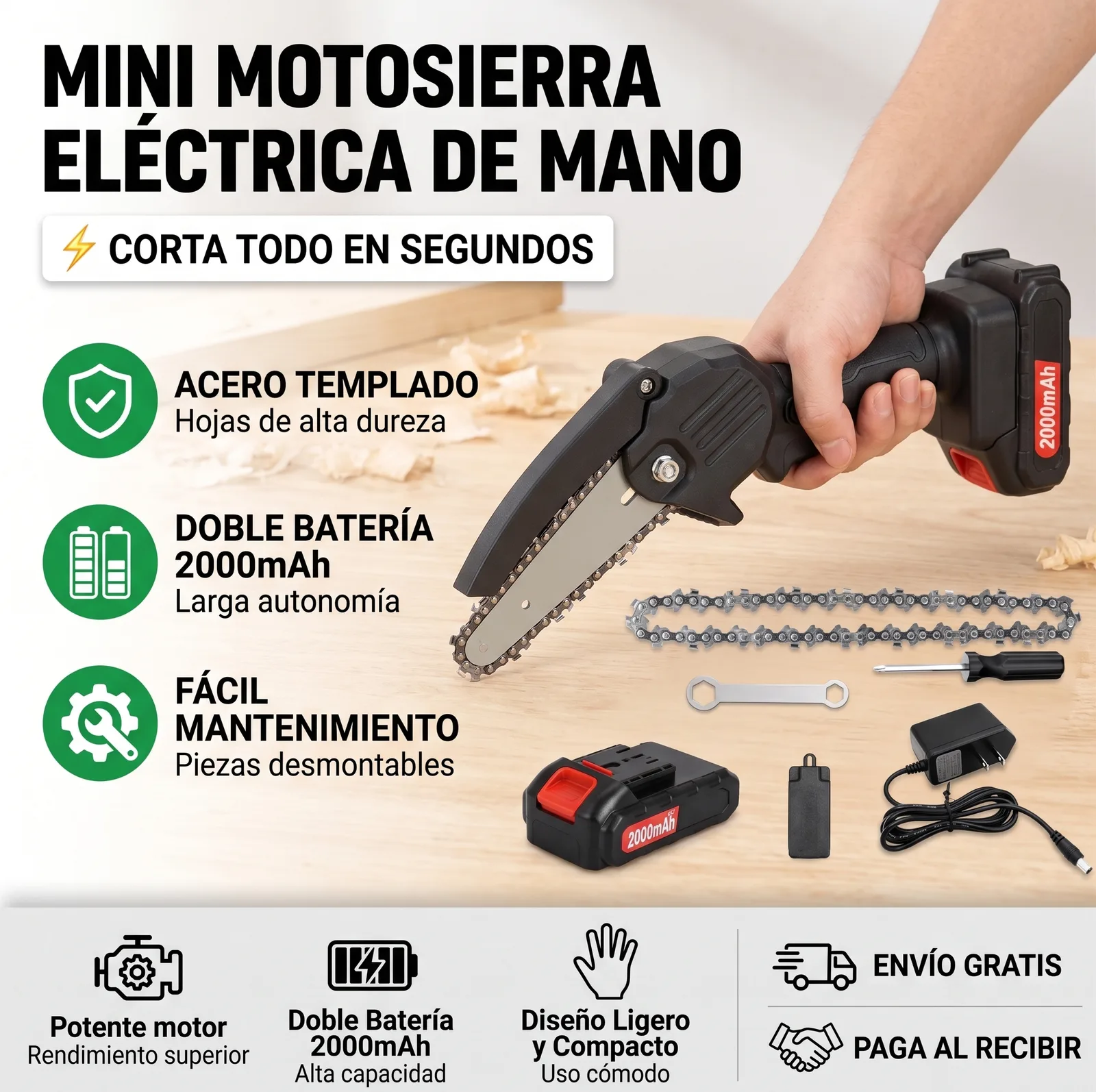 Motosierra De Mano doble Bateria